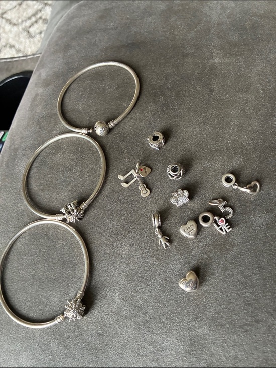 Pandora Jewelry - Pandora Sterling Silver Charm Bracelet Set with Assorted Charms